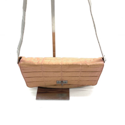 Chanel 2.55 Flap Bag Vintage Cloth Chocolate Bar 1997 Small Iridescent Pink