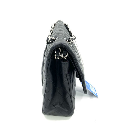 Chanel Timeless Classic Flap Medium Black Lambskin Leather Silver Hardware, 2009-2010
