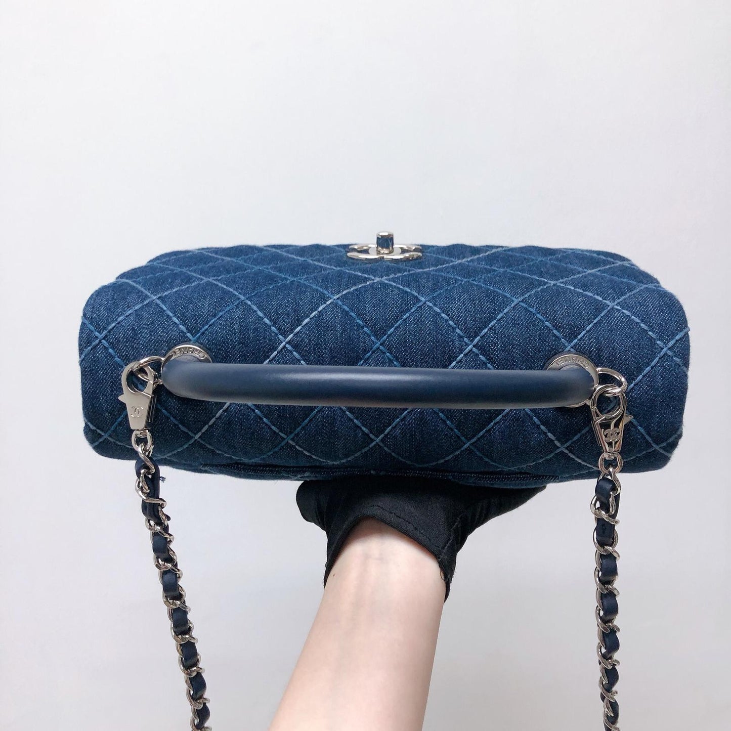 Blue Denim Quilted Medium Coco Handle Flap