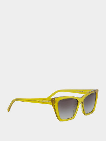 Transparent Acid Green Mica Cat-Eye Sunglasses