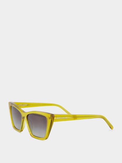 Transparent Acid Green Mica Cat-Eye Sunglasses