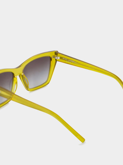 Transparent Acid Green Mica Cat-Eye Sunglasses