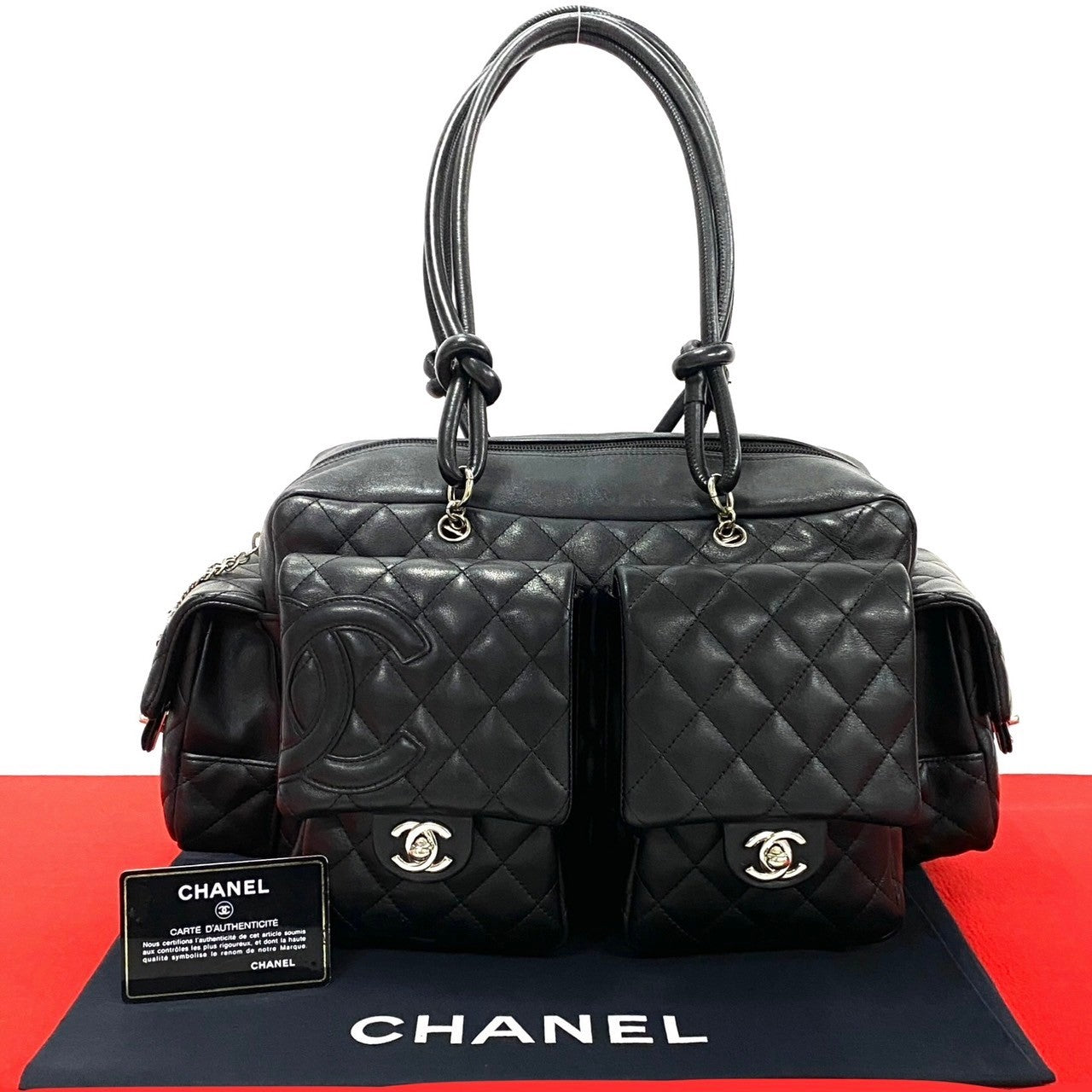 CHANEL Handbag leather black Cambon line