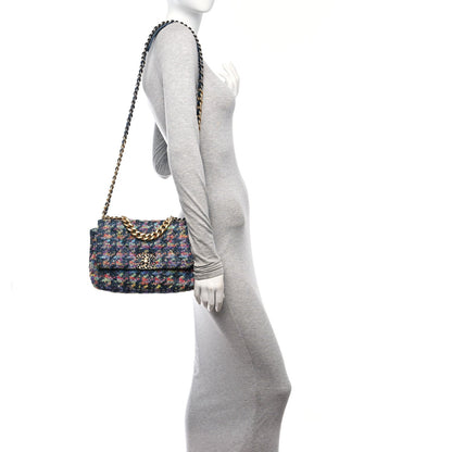 Tweed Quilted Medium Chanel 19 Flap Dark Multicolor