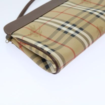 BurberrySs Nova Check Shoulder Bag PVC Leather Beige Auth 56202