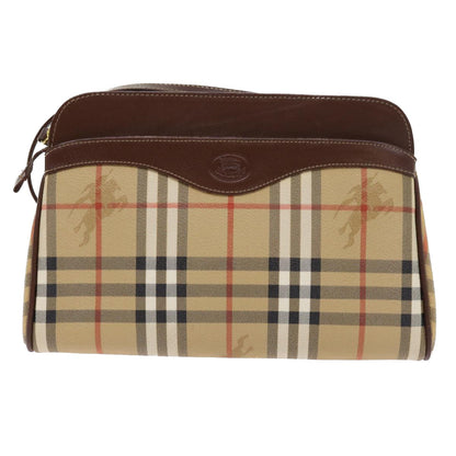BurberrySs Nova Check Shoulder Bag PVC Leather Beige Auth 56202