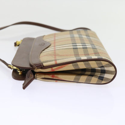 BurberrySs Nova Check Shoulder Bag PVC Leather Beige Auth 56202
