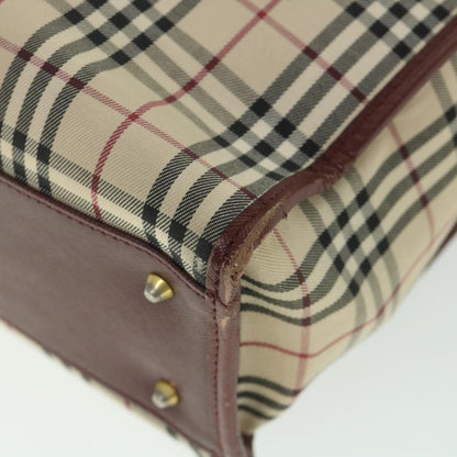 Burberry Nova Check Tote Bag Nylon Canvas Beige Auth 56272