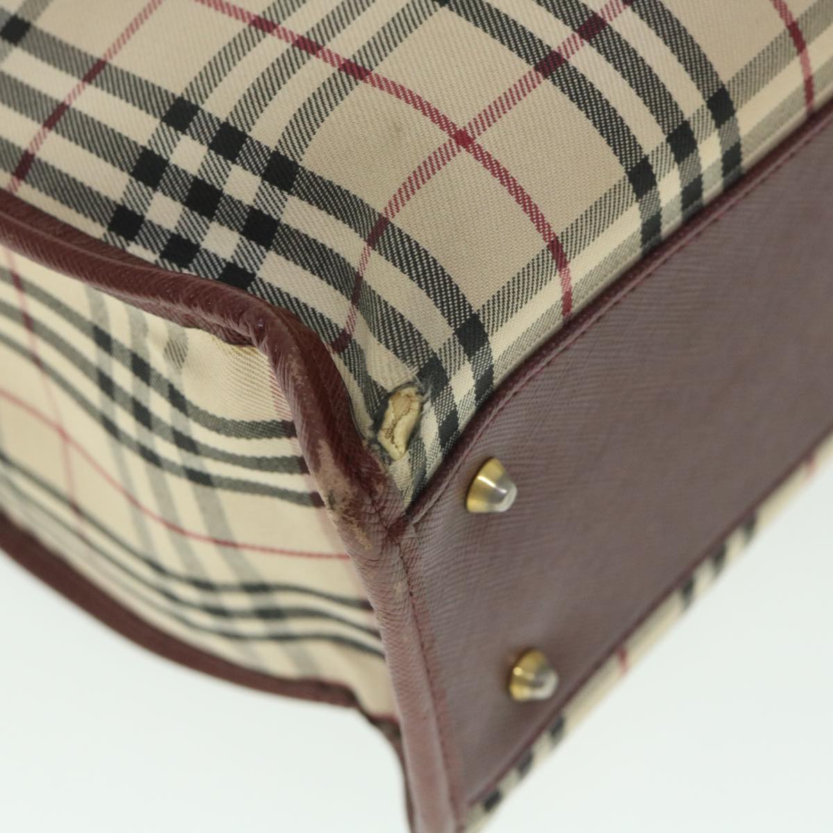 Burberry Nova Check Tote Bag Nylon Canvas Beige Auth 56272