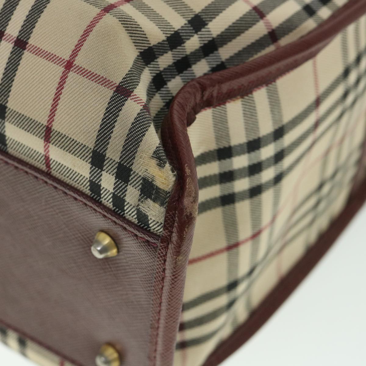 Burberry Nova Check Tote Bag Nylon Canvas Beige Auth 56272