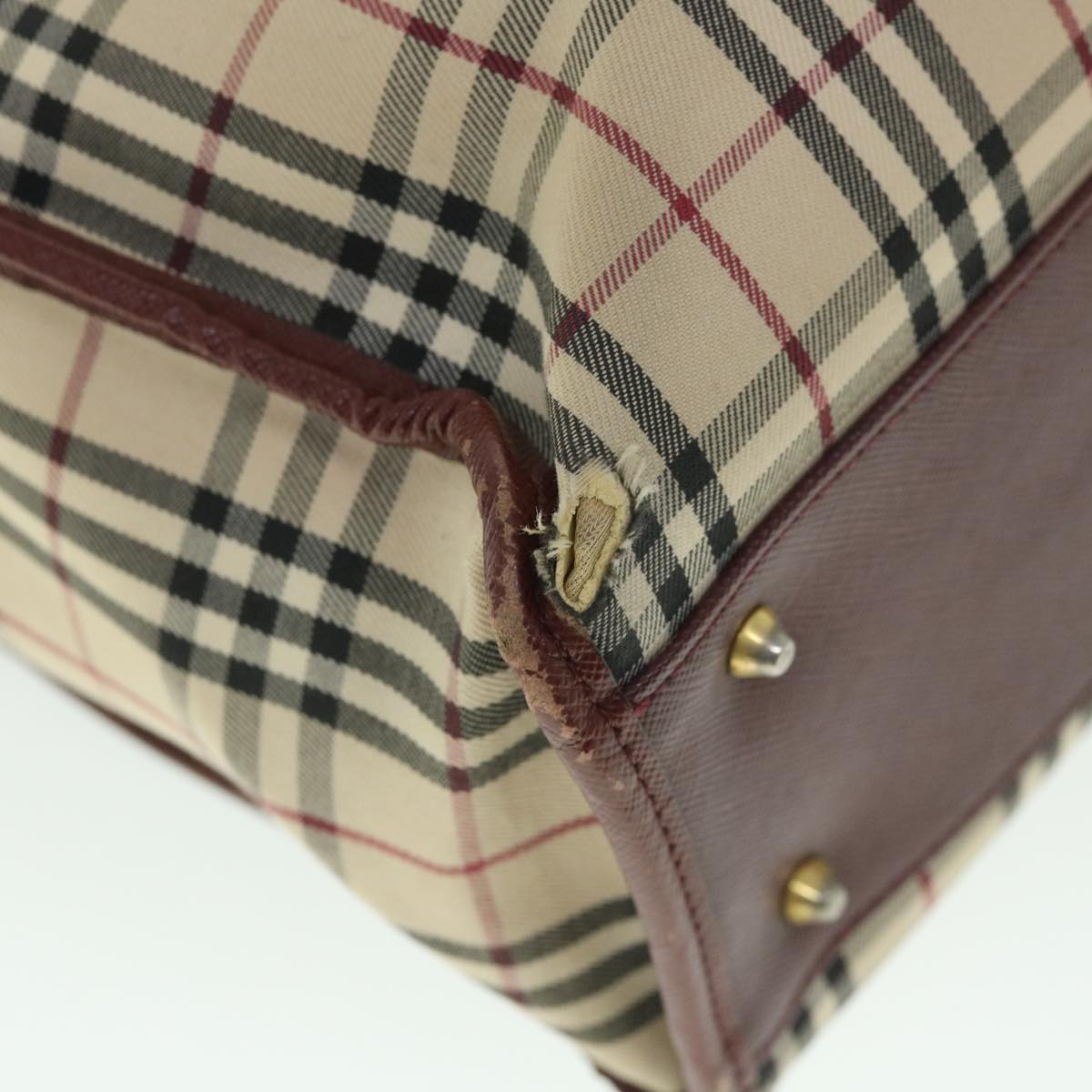 Burberry Nova Check Tote Bag Nylon Canvas Beige Auth 56272
