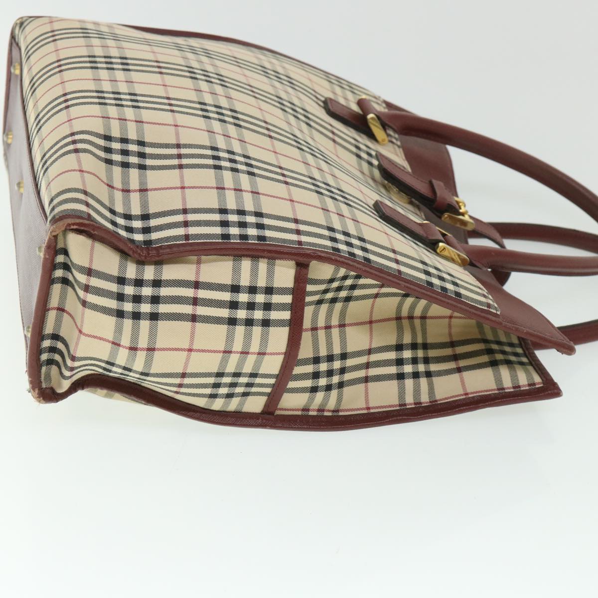 Burberry Nova Check Tote Bag Nylon Canvas Beige Auth 56272