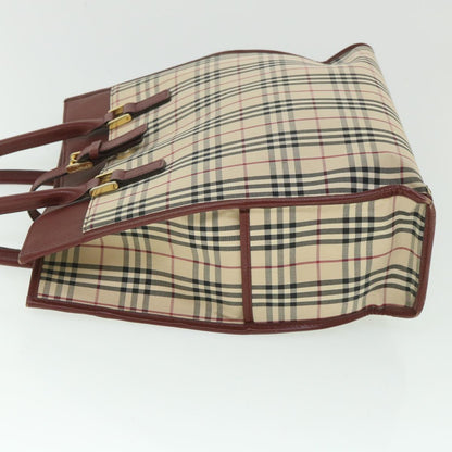 Burberry Nova Check Tote Bag Nylon Canvas Beige Auth 56272