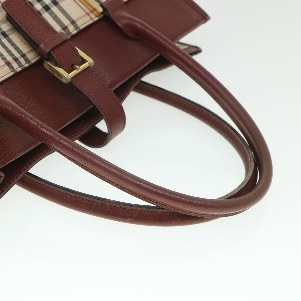 Burberry Nova Check Tote Bag Nylon Canvas Beige Auth 56272