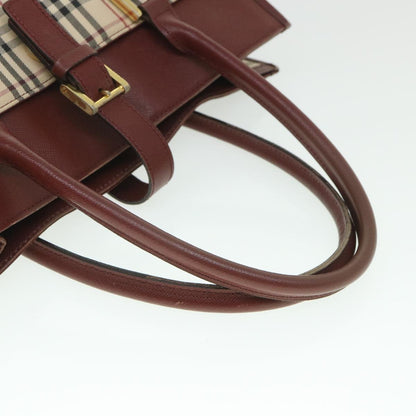 Burberry Nova Check Tote Bag Nylon Canvas Beige Auth 56272