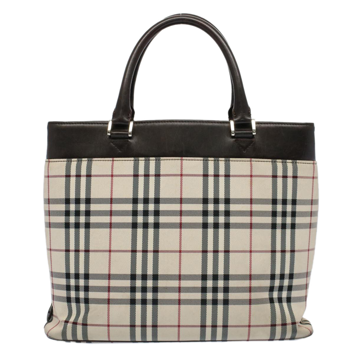 Burberry Nova Check Tote Bag Nylon Canvas Beige Auth 56349