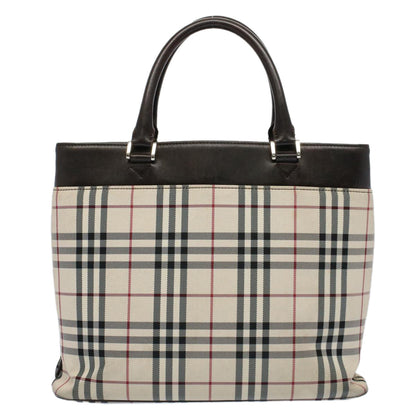 Burberry Nova Check Tote Bag Nylon Canvas Beige Auth 56349