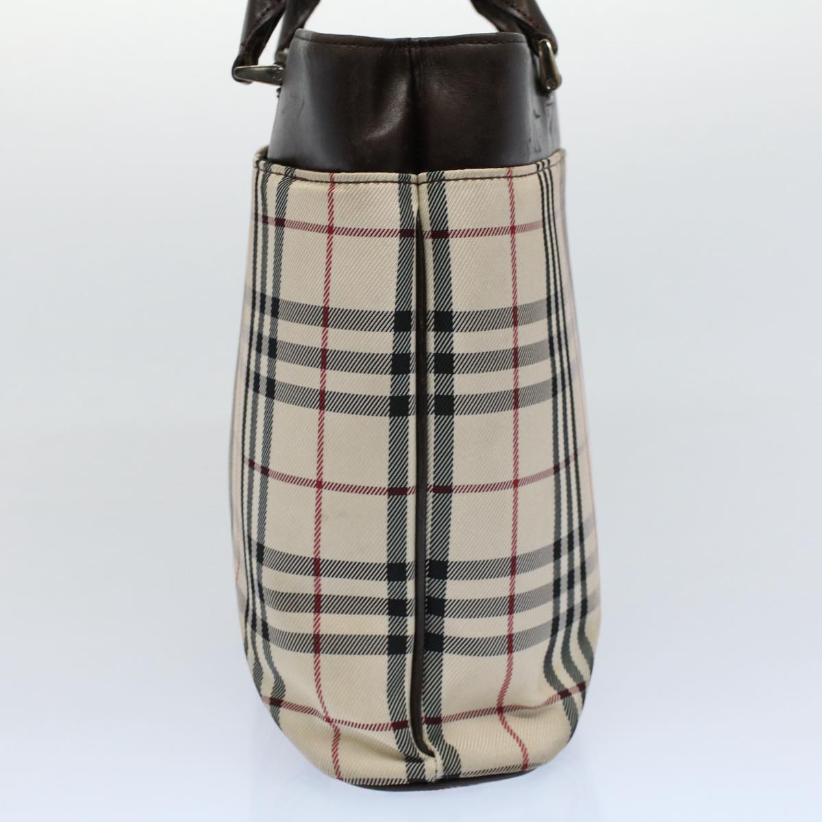 Burberry Nova Check Tote Bag Nylon Canvas Beige Auth 56349