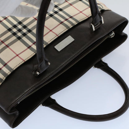 Burberry Nova Check Tote Bag Nylon Canvas Beige Auth 56349