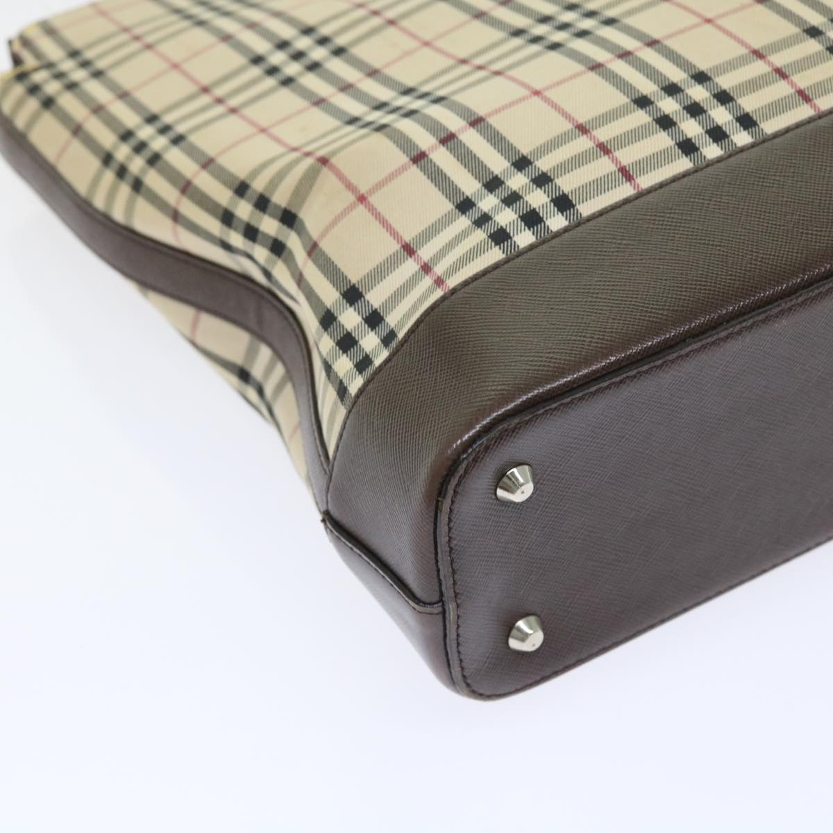 Burberry Nova Check Tote Bag Nylon Canvas Beige Auth 56398