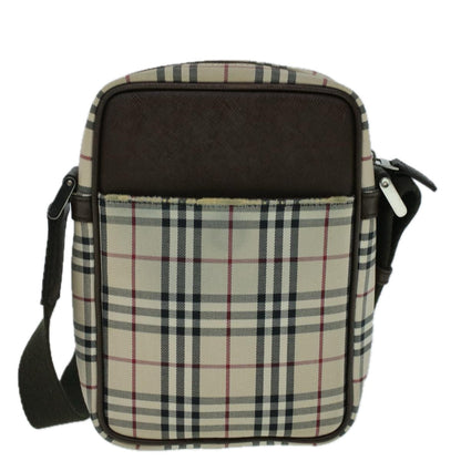 Burberry Nova Check Shoulder Bag Canvas Beige Brown Auth 56460