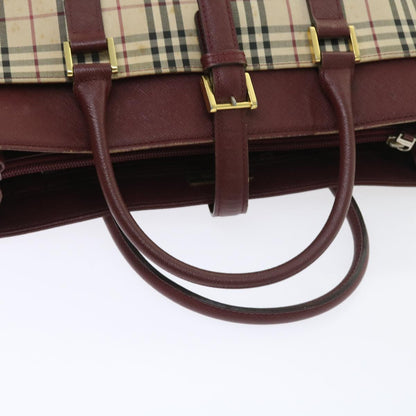 Burberry Nova Check Hand Bag Nylon Canvas Beige Auth 56466