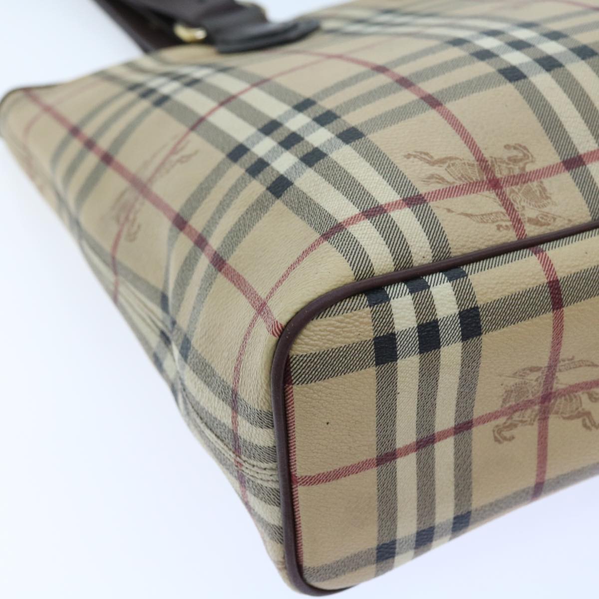 Burberry Nova Check Tote Bag PVC Leather Beige Auth 56575