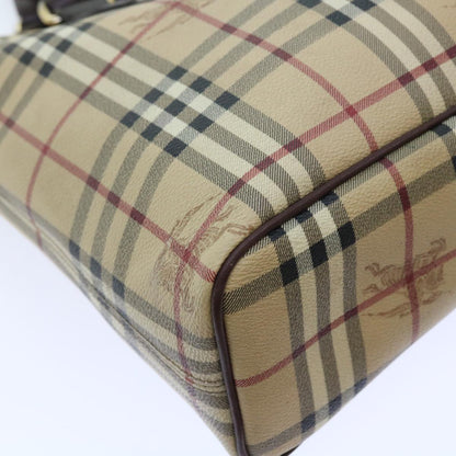Burberry Nova Check Tote Bag PVC Leather Beige Auth 56575