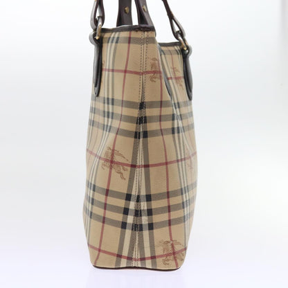 Burberry Nova Check Tote Bag PVC Leather Beige Auth 56575