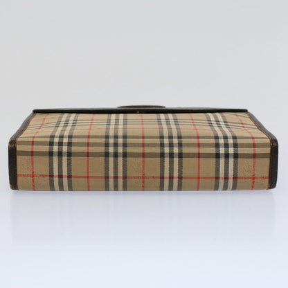 BURBERRYSs Nova Check Clutch Bag Nylon Canvas Beige Auth 56606