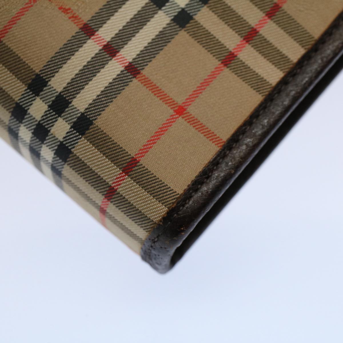 BURBERRYSs Nova Check Clutch Bag Nylon Canvas Beige Auth 56606
