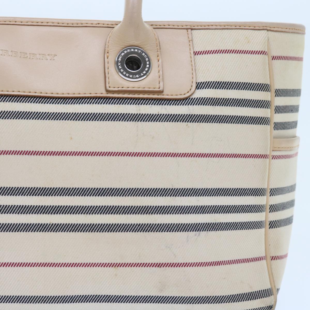 Burberry Hand Bag Canvas Beige Auth 56627