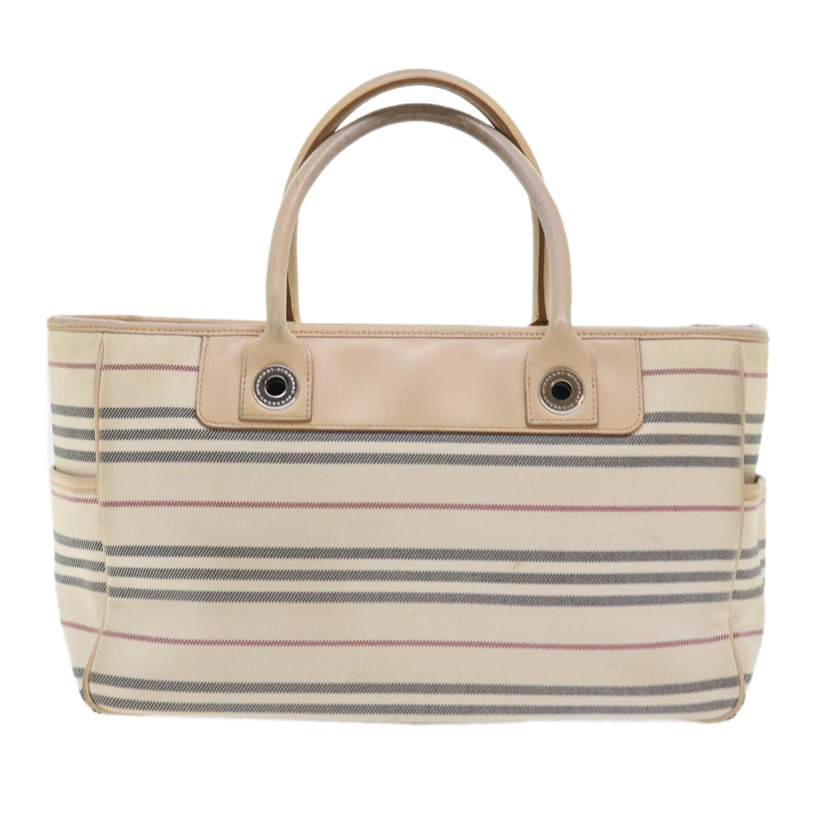 Burberry Hand Bag Canvas Beige Auth 56627