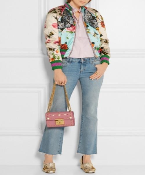 Gucci Padlock Shoulder Bag Pink With Pearls