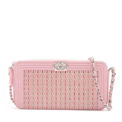 Chanel Boy Chanel  Chain Wallet Pink Silver  23rd
