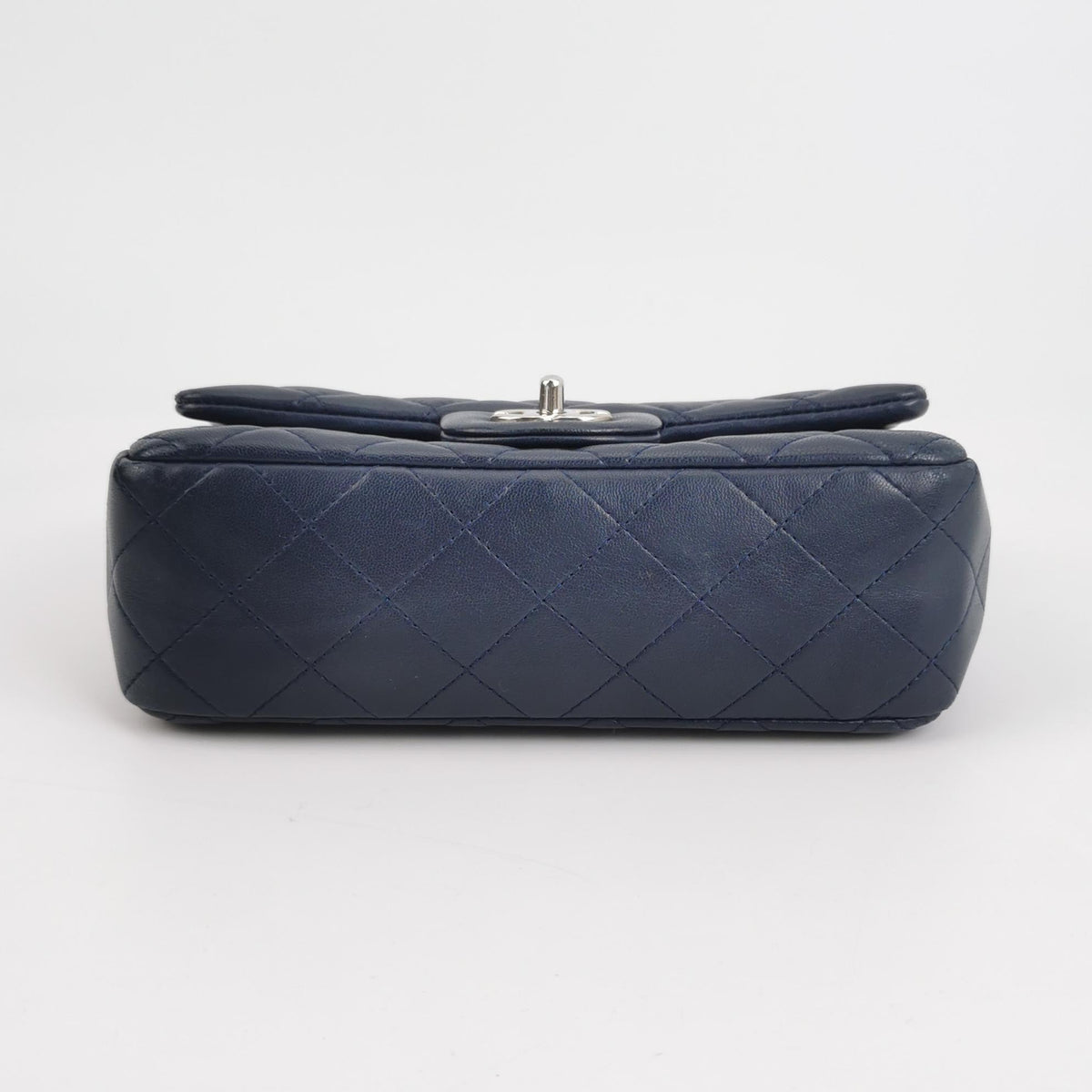 Chanel Classic Flap Rectangular Mini Navy Lambskin Silver Hardware
