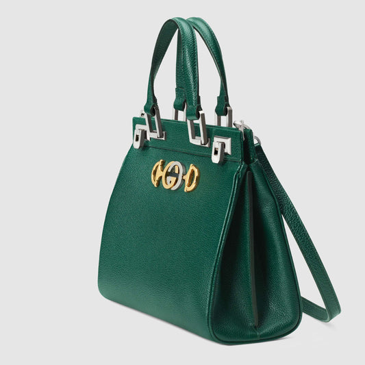 Gucci Zumi Grainy Leather Small Top Handle Bag Dark Green