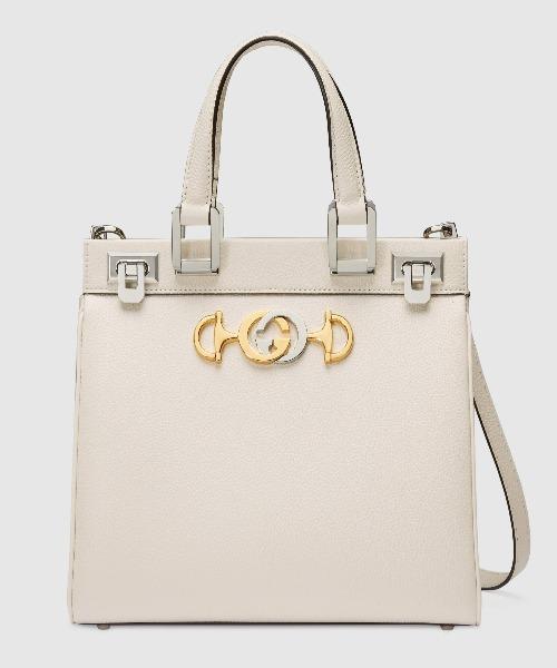 Gucci Zumi Grainy Leather Small Top Handle Bag White