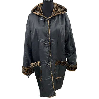 FENDI Duffel coat acrylic black Faux fur toggle coat
