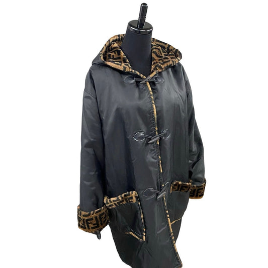 FENDI Duffel coat acrylic black Faux fur toggle coat