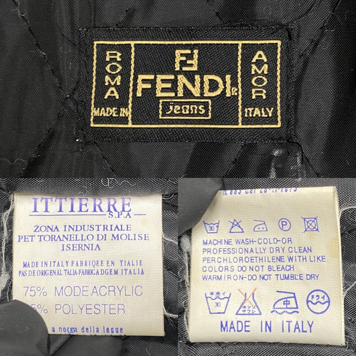 FENDI Duffel coat acrylic black Faux fur toggle coat