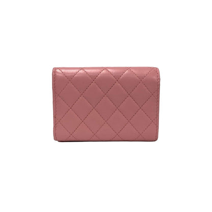 CHANEL Tri-fold wallet lambskin pink Boy chanel