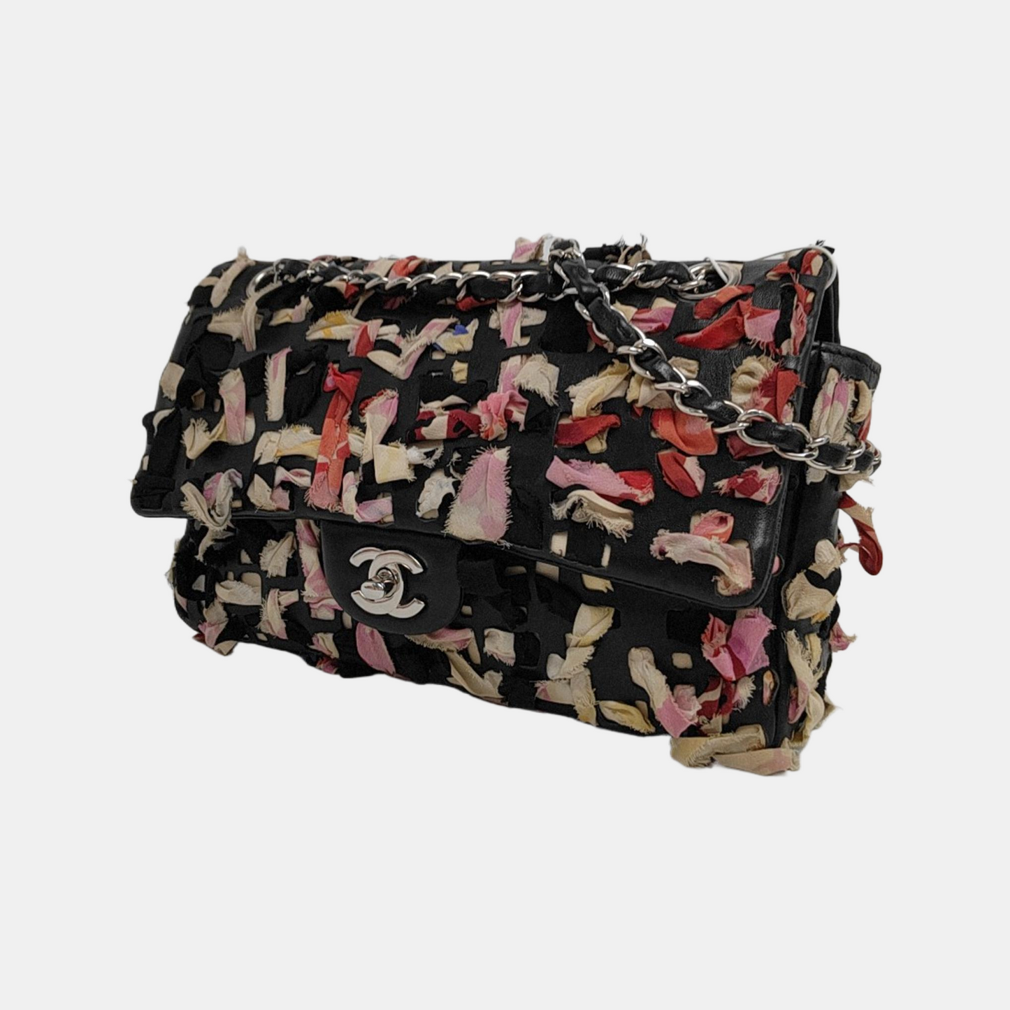 Chanel Ribbon and Leather Braided Medium Single Flap Bag Leather and Fabric