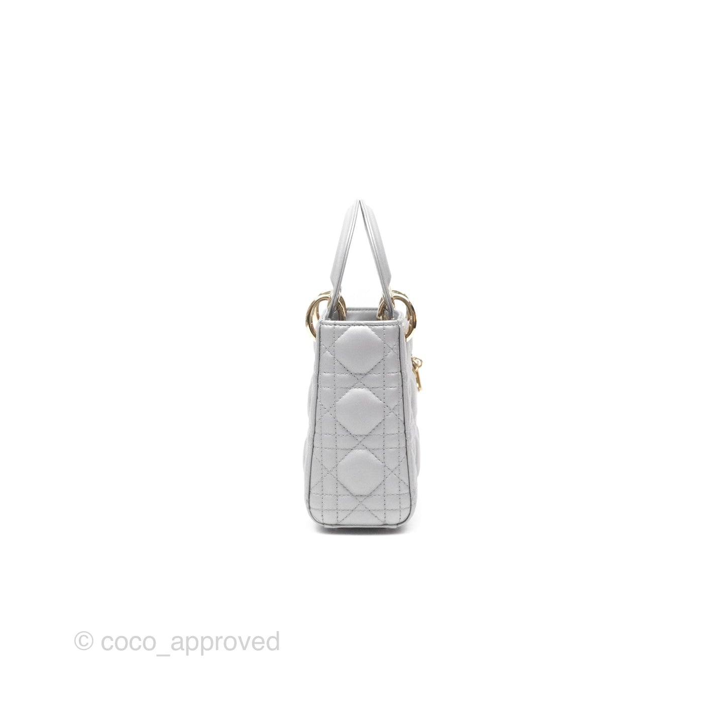 Christian Dior Mini Lady Dior Iridescent Grey Lambskin Cannage Gold Hardware