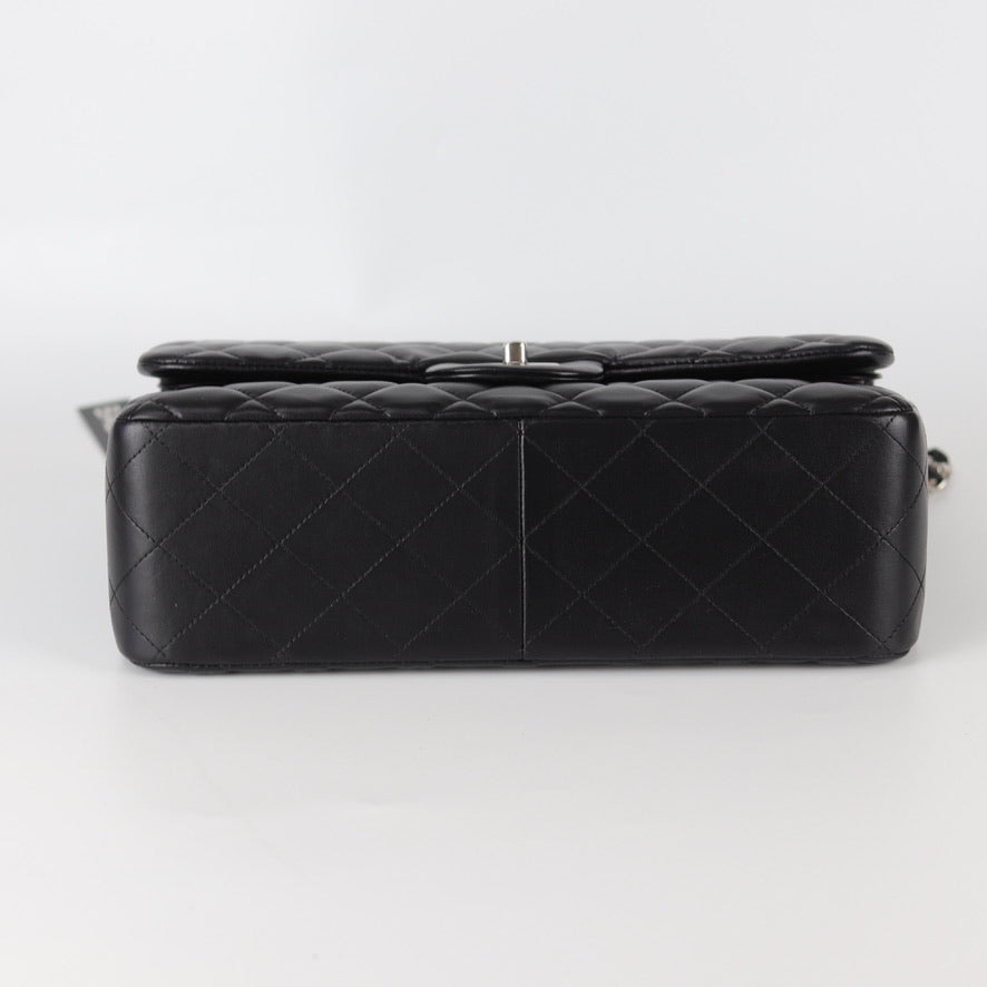 Jumbo Double Flap in Black Lambskin with SHW