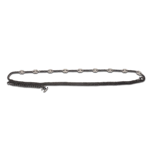 Chanel Gunmetal Crystal CC Chain Belt