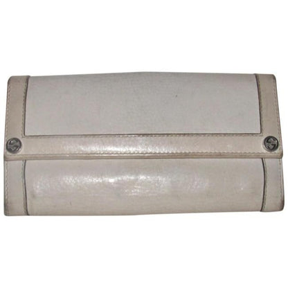 Gucci White Leather With Chrome Accents Vintage Wallet