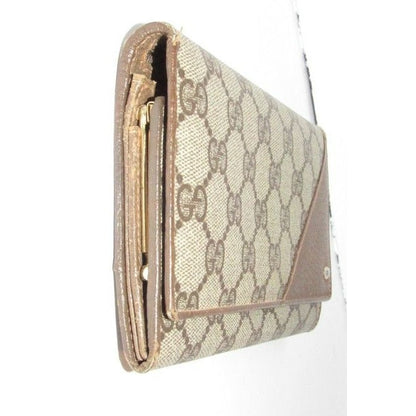 Gucci Brown Guccissima Print Xl Early Tri Fold Continental Wallet