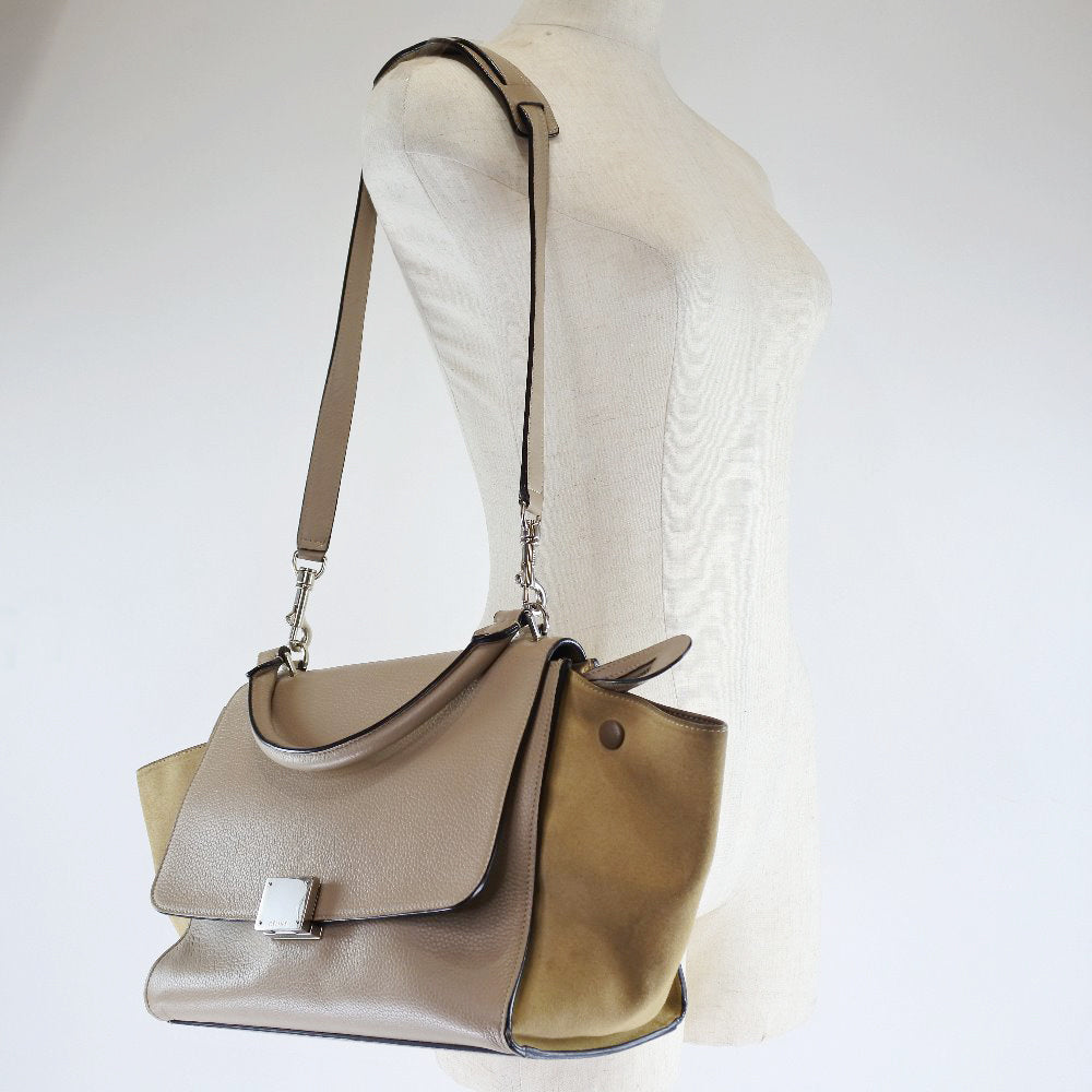 CELINE Handbag 174683MDB.03UN Leather, Suede pink beige 2WAYShoulder Trapeze Women Used