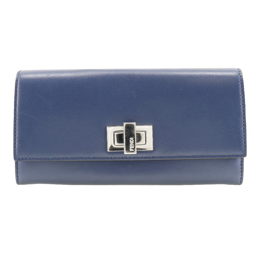 FENDI Long Wallet Purse 8M0377 Calfskin Navy Peekaboo Women